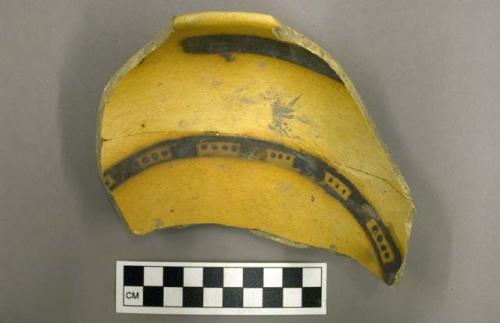 Part of Jeddito black-on-yellow pottery bowl