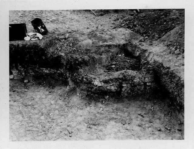 Photo of Pit House B, partition wall, during excavation – Objects – eMuseum