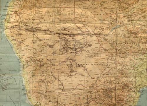 Map of South Africa and Madagascar with boundaries, roads and railways