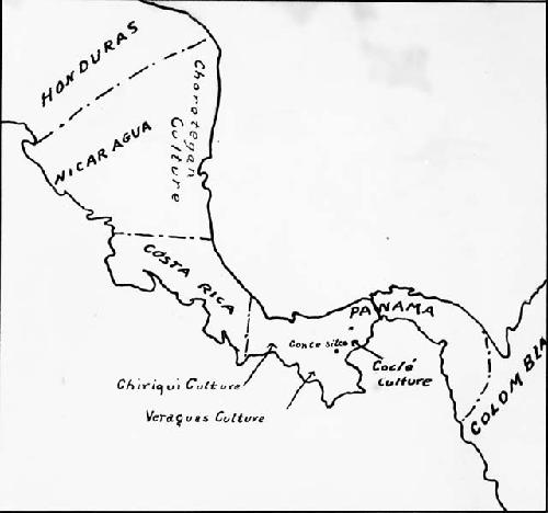 Sketch map of Panama showing location of Cocle culture