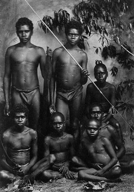 Group shot in studio of 7 male Aboriginals