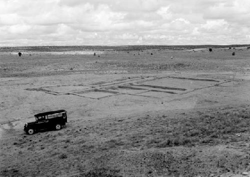 Excavation foundation and barracks stable area north of the historic Hopi rooms