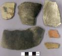 Ceramic slipped and unslipped sherds from jars and bowls