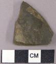 Sherd with faded black on white interior geometric designs