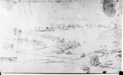 Saint Peters River from Fort Snelling, pencil sketch by Seth Eastman