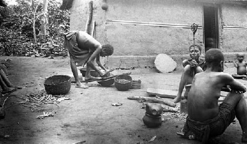 Woman cutting greens for evening meal