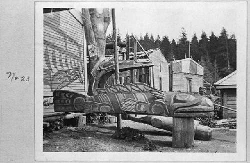 Carving of fish totem, Ewakiutl, Wakashan