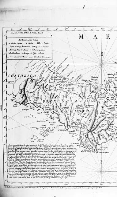 Portion of map of Central Panama by Juan Lopez showing names of chiefs