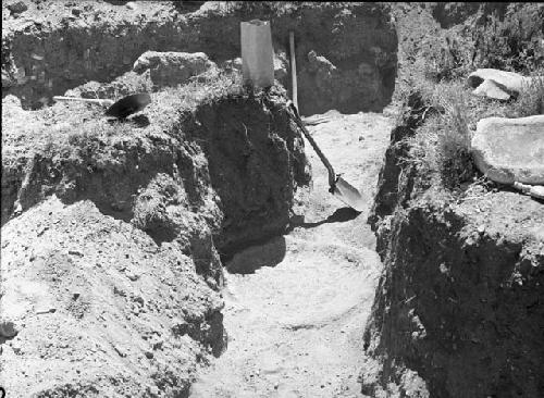 Site VII, Kiva C, Fire pit, from Northwest