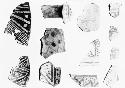 Black on white potsherds showing use of dots from Pueblo II levels