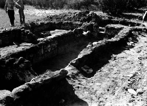 View of excavation showing artifacts