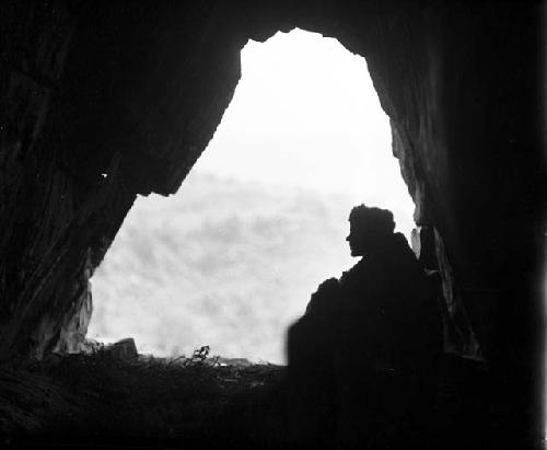 Limnibhy sitting in a cave