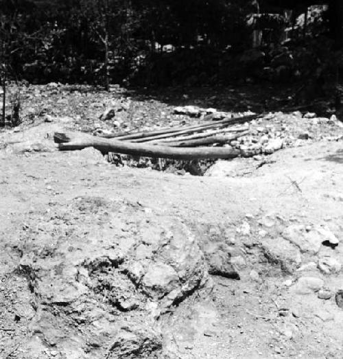 Entrance to clay mine in back yard of potter Angel Ku