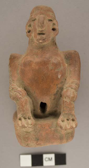 Red Ware seated female figurine with tump line and jug