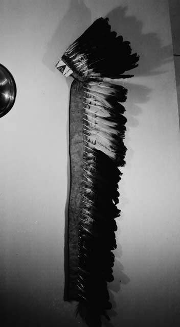 War bonnet of eagle feathers and buffalo hide and fur