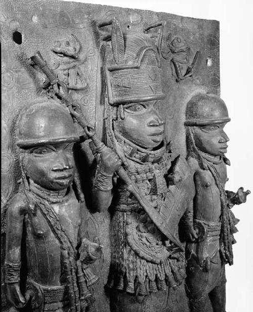 Bronze plaque with reliefs of warrior figures