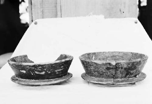 Two red, decorated bowls from 6'  level in Trench 7