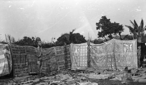 Hanging Raffia mats with various decorative designs