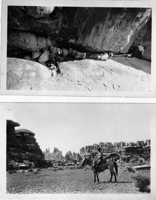 Riverbed landscape and Man on horse