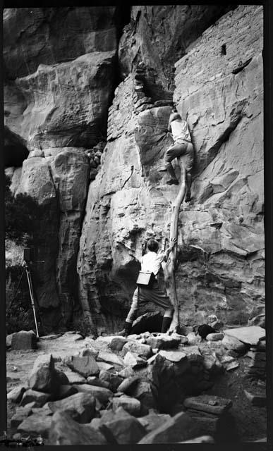 People climbing rocks