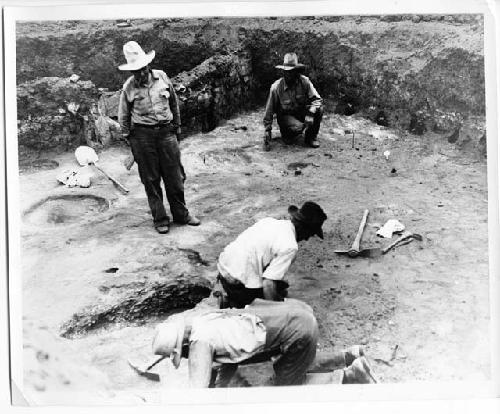 Al Lancaster in foreground, Hugh Pigg, behind him J.O. Brew, Elmer Bailey