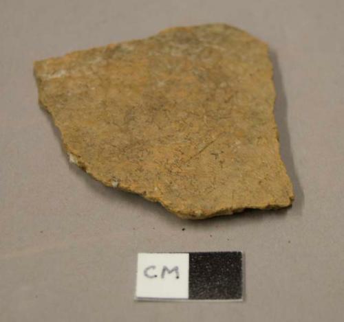 Ceramic, earthenware body sherd, cord impressed, grit tempered