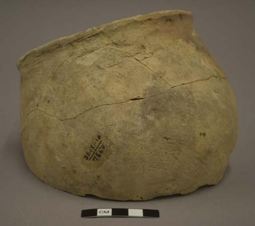 Fragments of undecorated pottery jar