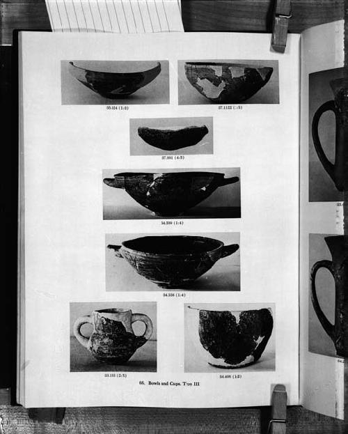 Bowls and cups of Troy, used as part of exhibit in room 52, April 1966.