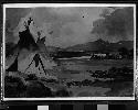 Wash drawing of Shoshone Tepee by Thomas Moran