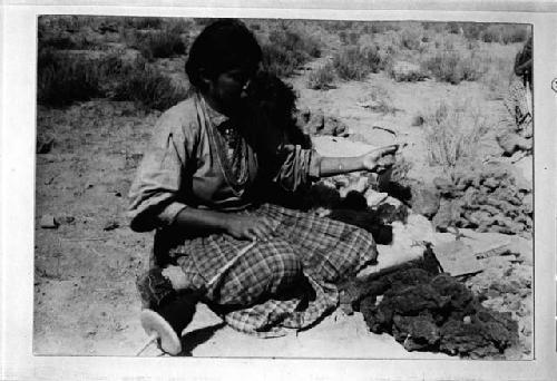 Woman spinning yarn -- Navajo-Athapaskan