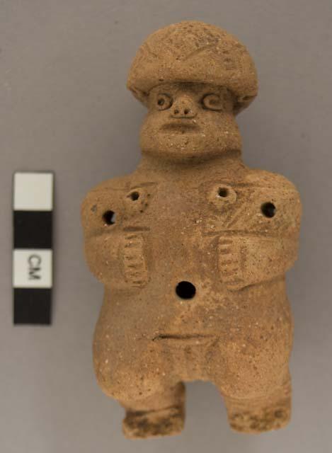 Santa Clara pottery whistle, human form