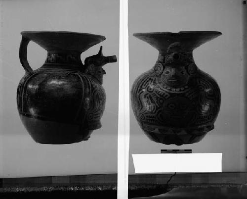Pottery vessel with anthropormophic relief