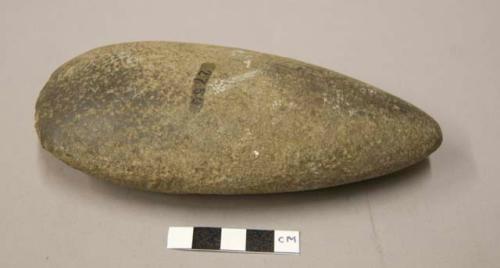 Stone axe head, grooved