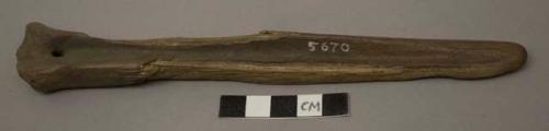 Chisel edged implements of bone, fragments