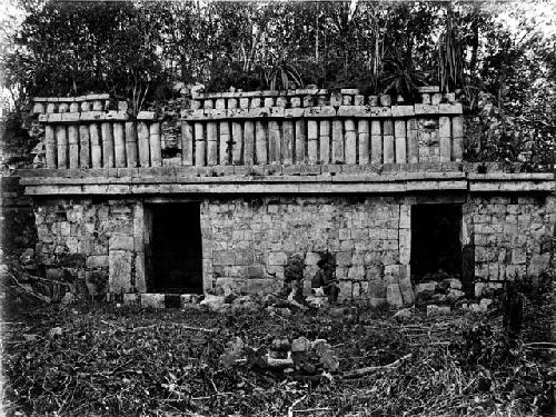 Northern facade of building part of architectural center in Yohaltún