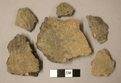 Ceramic sherds, body sherds, cord-impressed surface