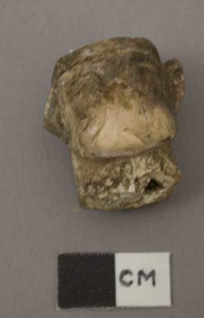 Carved bone head, broken