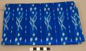 Fabric for woman's longyi, blue ikat with white