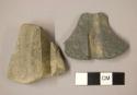 Ground stone atlatl weights, fragments