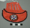Puzzle bag, red with black bead trim