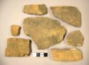 Ceramic body or rim sherds, incised designs