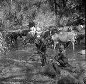 Children who come daily to fill gourds at the stream