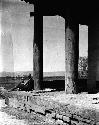 Eleanor Lattimore sitting against large pillar