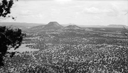 View of Big and Little Red Hill looking east from rim of Tihana Mesa