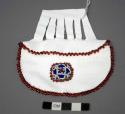 Puzzle bag, white with red bead trim
