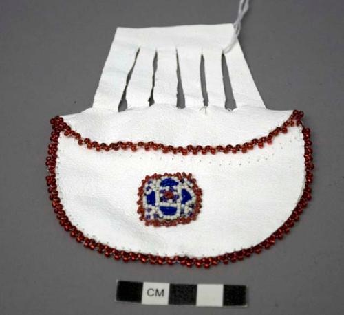 Puzzle bag, white with red bead trim
