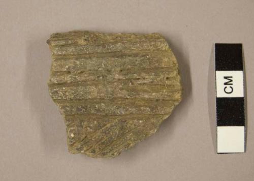 Ceramic body sherd, parallel incised designs