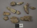 Bone fragments, some carved