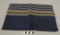 Fabric for woman's longyi; blue with geometric-patterned bands