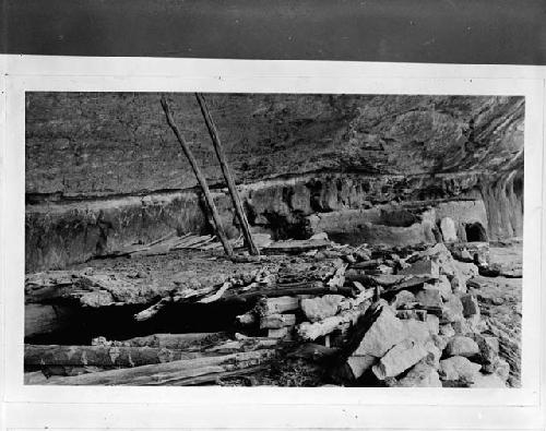 Kiva and round storehouses of Adobe and boulders